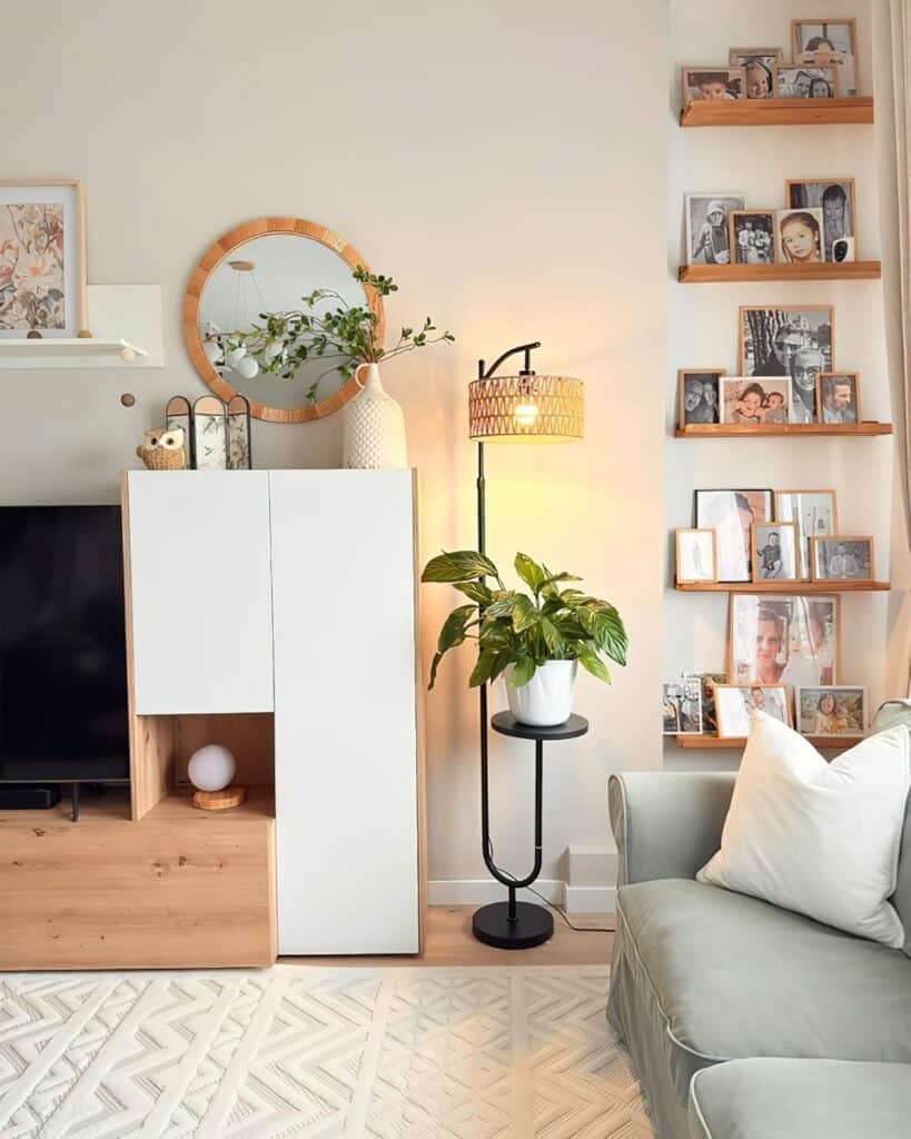 Lampadaire Vintage avec Étagères