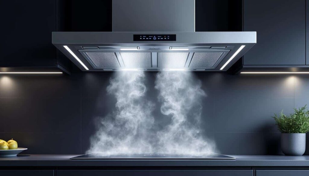 optimisez l'élimination des odeurs de cuisson grâce à la puissance de votre hotte à évacuation, pour une cuisine fraîche et agréable.