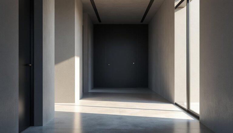 découvrez comment corriger l'effet couloir des entrées étroites grâce à la peinture du mur du fond en teinte sombre pour un espace visuellement plus large et accueillant.
