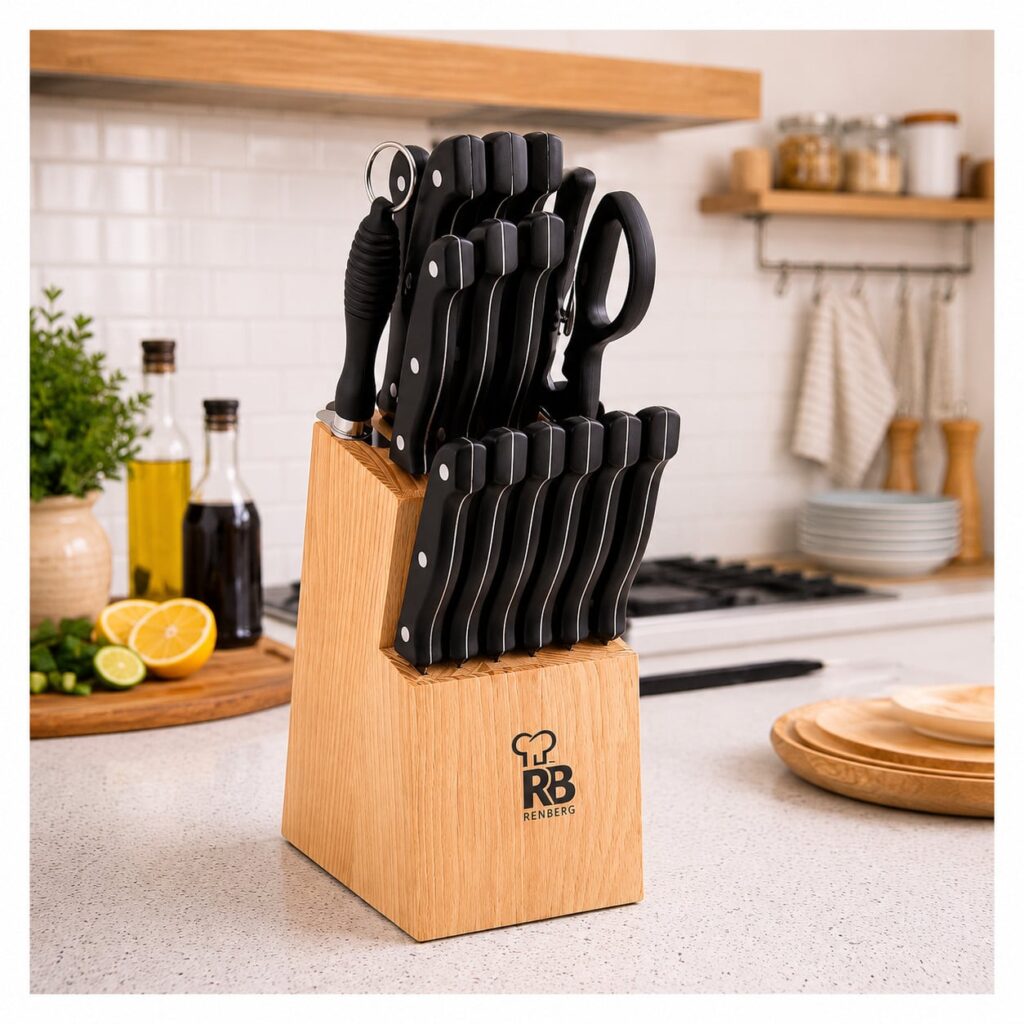 Couteaux cuisine professionnel bloc 15 pièces