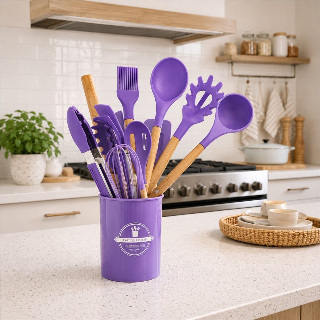 Lot de 12 ustensiles de cuisine en silicone
