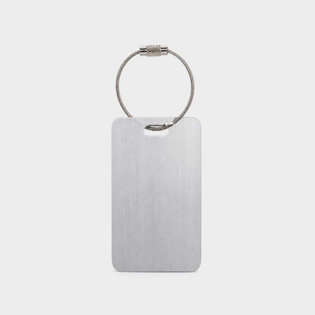 étiquette bagage aluminium fine — vue produit