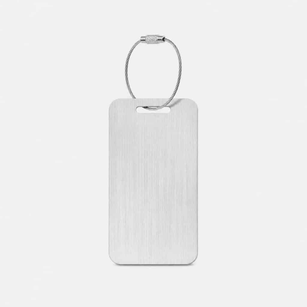 étiquette bagage aluminium fine — vue produit
