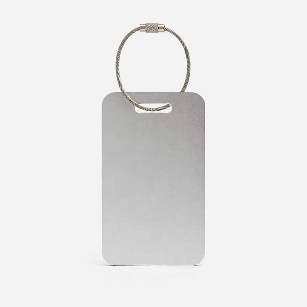 étiquette bagage aluminium rigide — vue produit