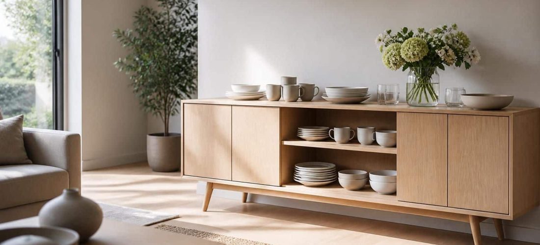découvrez comment l'enfilade scandinave transforme le rangement de la vaisselle de salon en alliant élégance et fonctionnalité, pour un intérieur harmonieux et organisé.