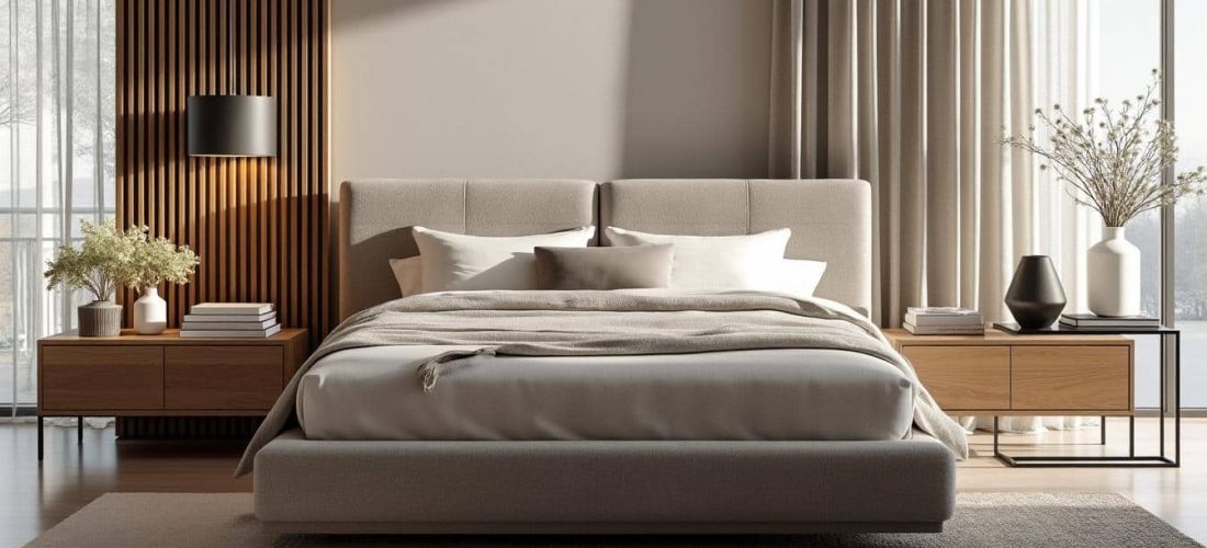 découvrez comment harmoniser votre suite parentale en choisissant des tables de chevet asymétriques pour un style structuré et unique.