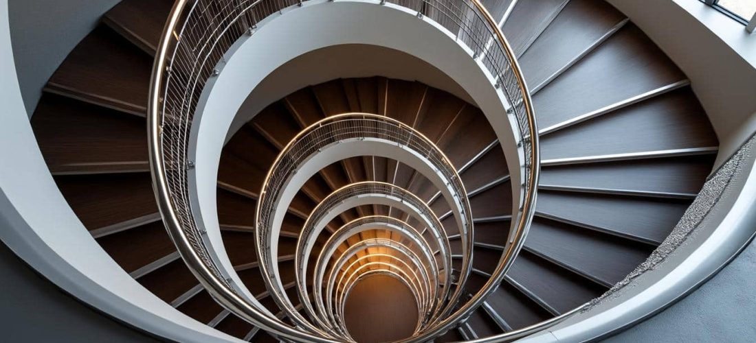 assurez la sécurité de votre escalier en colimaçon grâce à l'installation d'un garde-corps en filet tendu, alliant protection et élégance.
